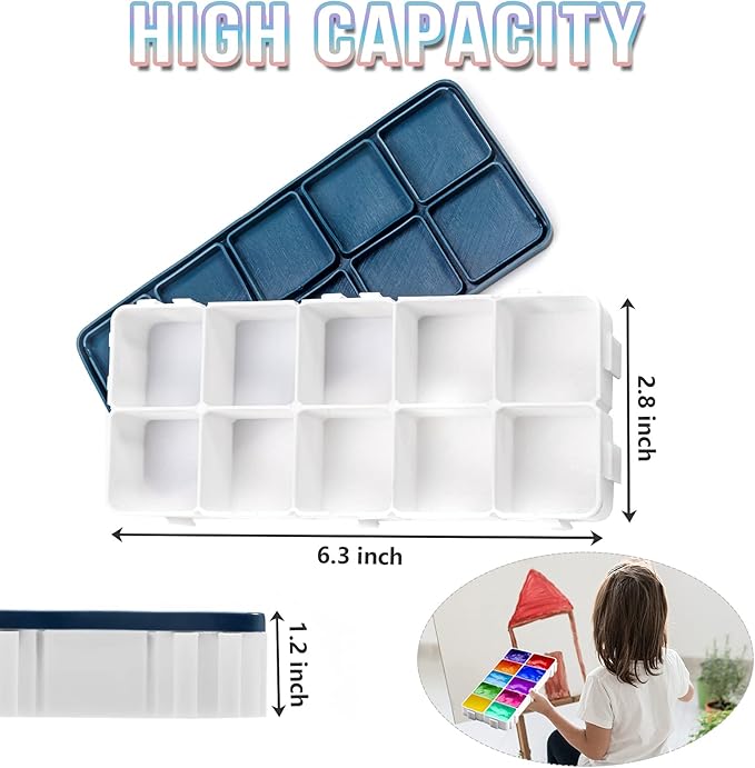 30 Compartments Plastic Paint Palette with Lid, Airtight Leakproof Watercolor Palette for Gouache, Acrylic and Oil