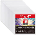 ESRICH Canvas Boards for Painting, 15 Pack Canvases 4x4 100% Cotton Small Paint Canvas Primed Acid Free Mini Blank Canvas Panels for Oil, Watercolor, Acrylic, Gouache & Tempera
