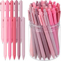 Crtiin 50 Pcs Gel Ink Pens Bulk, Black Ink 0.5mm Fine Point Retractable Pen Smooth Writing Office Supplies for Teacher Server Nurse Christmas Charity Donation Valentine (Light Pink)