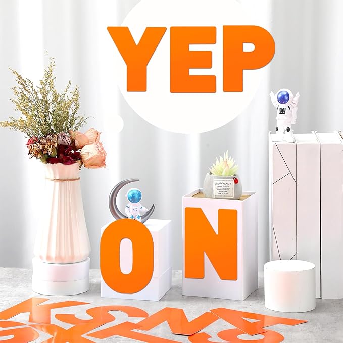 184 Pcs Large Vinyl Letter Sticker 6" Big Alphabet Number and Symbol Sticker Self Adhesive Removable Letter Decal for Christmas Bulletin Board Classroom Decor Poster Window Door Mailbox(Orange)