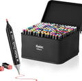 RUN HELIX Alcohol Markers, 168 Colors Dual Tip Markers Broad Brush Tip and Fine Tip, Marker for Coloring Drawing Painting Art, Alcohol Marker Set with Case for Adults (Black Barrel)
