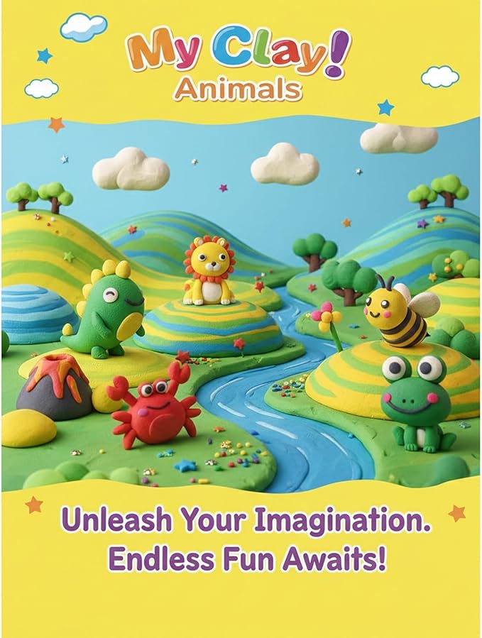 Air Dry Clay Kit, 5 Packs Modeling Clay Animals Kit for Kids, DIY Model Magic Clay with Tools & Tutorials, Soft& Non-Sticky, Safe& Non-Toxic Magic Clays, Creatible Art Crafts Toys Gifts for Boys Girls
