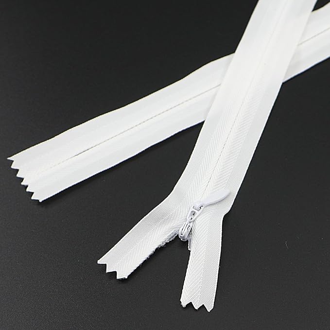 Leekayer 3# 7 Inch Invisible Zipper for DIY Tailor Sewing Craft 17.78cm White Hidden Zippers Closed End Bulk 10 PCS/Pack (White,7")