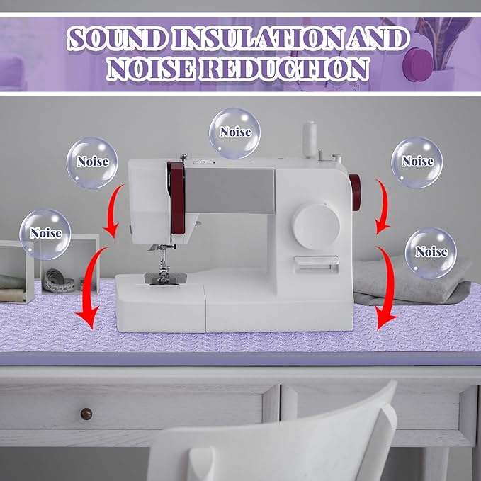 2 Pcs Sewing Machine Muffling Mat Pedal Sewing Mat Reduce Vibrations Noise No Slip Machine Accessories for Quilting (17'' X 36'' and 9'' X 14'',Lavender Purple)