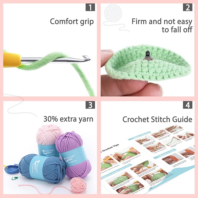 Crochet Kit for Beginners: Cow Crochet Kit, Including Step-by-Step Video Tutorials, Instruction, Hook, Accessories, Surprise Birthday Gift for Adults, Relaxing Crafts