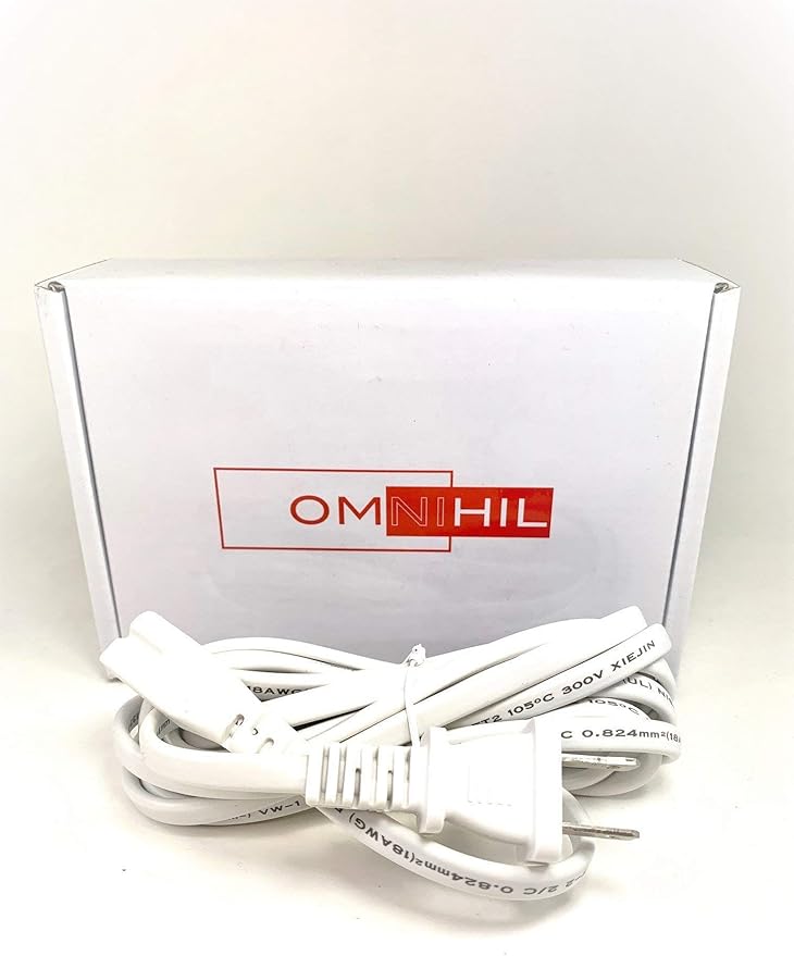 [UL Listed] OMNIHIL White 10FT Long AC Power Cord Compatible with Brother CS6000i Sewing & Quilting Machine