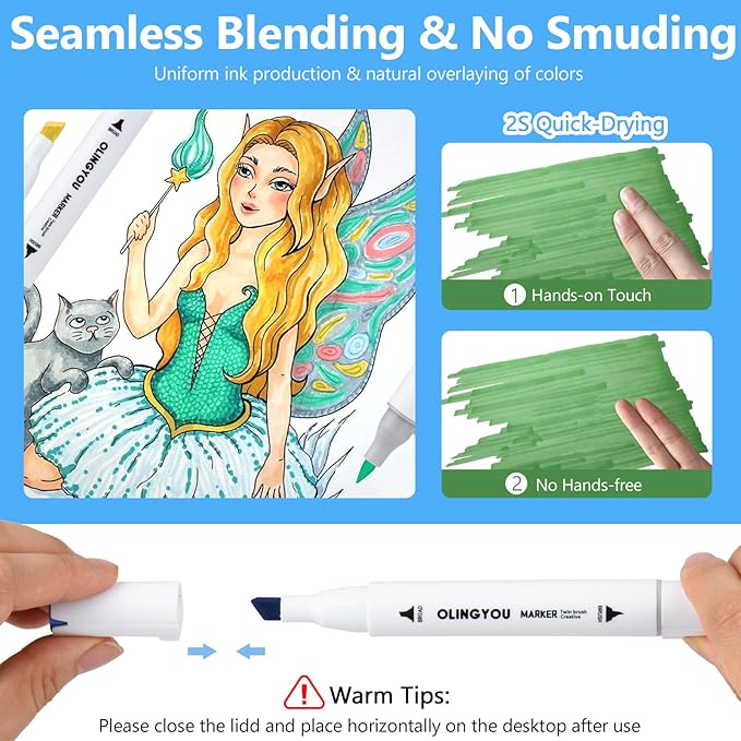60 Colors Alcohol Markers with Base Dual Tip Drawing Markers for Comics Coloring Sketching Illustration,Stocking Stuffers, Christmas Gift Idea for Teens