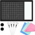 9Pcs/SetMagnetic Glass Craft Mat Set; 15.75"x10.24"Heat Resistant Glass Media Cutting Mat W/MagnetsGridlines and measurements; for Cutting, Stamping, Mixed Media, Heat Embossing and Hot Glue Projects