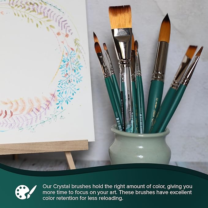 Silver Brush Limited 6814S2 Crystal Wide Wash Brush for Watercolor and Oil, Short Handle, Size 2, Wide Wash