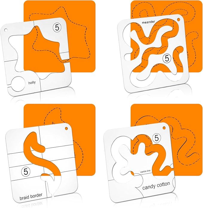 4Pcs Free Motion Quilting Kit, Quilting Templates, Quiltings Templates Acrylic for Sewing Machines, DIY Quiltings & Patchwork