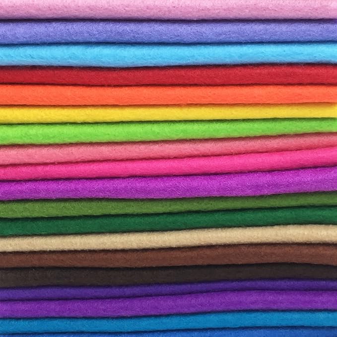 flic-flac 28pcs 12 x 12 inches (30cmx30cm) 1.4mm Thick Soft Felt Fabric Sheet Assorted Color Felt Pack DIY Craft Sewing Squares Nonwoven Patchwork