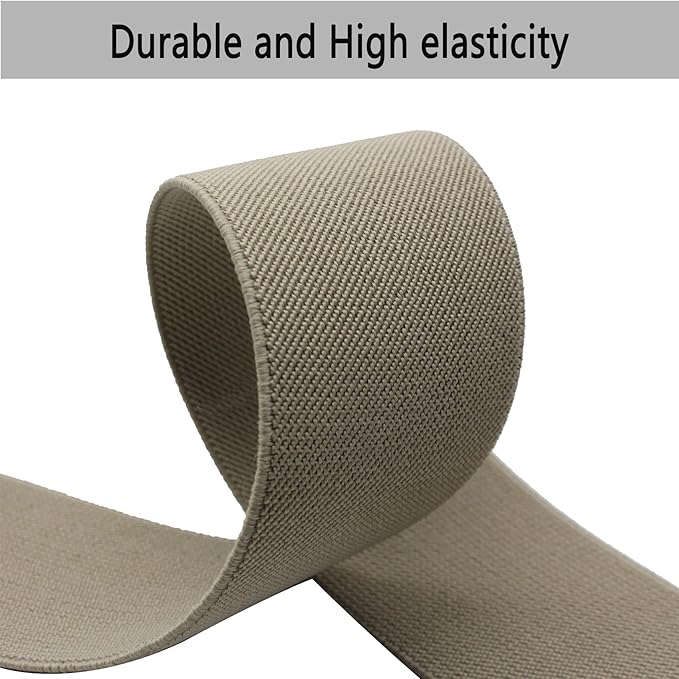 Dortrue 2 Inch 5 Yards Grey Sewing Elastic Band Heavy Stretch High Elasticity Elastic Spool for Sewing Pants Waistband, Straps, Craft DIY Projects
