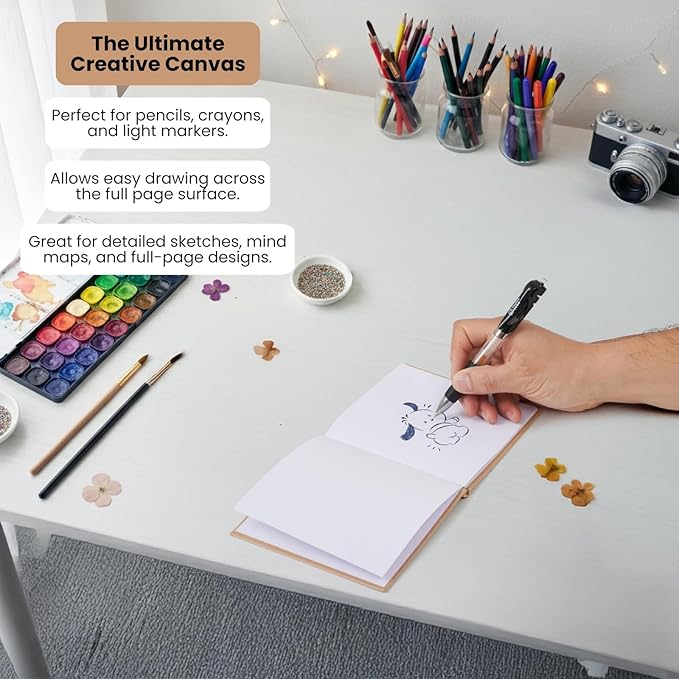 Kraft Hard Cover Blank Books for Kids 5x5 – 6 Pack of Unlined Journals with 36 Pages Each – Durable 120gsm Paper for Drawing, Sketching, Writing & Classroom Projects DIY Storybooks & Art Notebooks