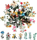 80 Pieces Natural Vintage Flower Stickers for Scrapbooking, Self-Adhesive Scrapbooking Stickers Supplies Journal for Adult Card Making Letters DIY (Style D)