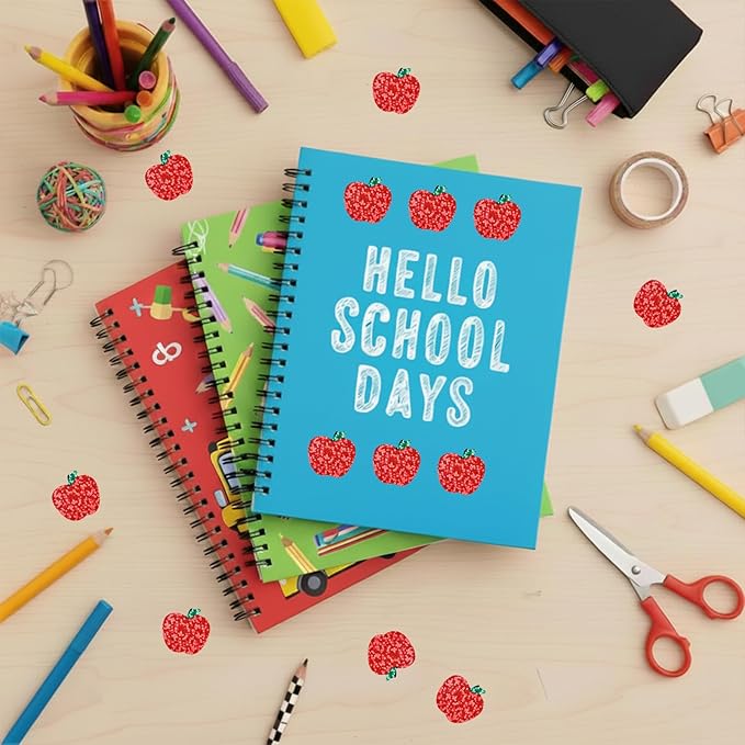 500Pcs Sparkly Laser Apple Decals for Teacher Rewards 1 roll Back to School Apple Stickers Roll for First Day of School Party Supplies Envelope Scrapbook Decor (Red)