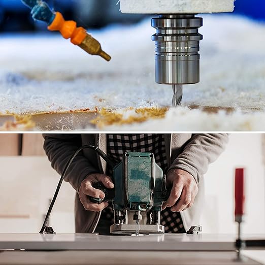 Upcut Spiral Router Bit 3-Flute with 1/2” Shank, 1/2” Cutting Diameter, 1-1/4” Cutting Length, Carbide CNC Router Bits End Mill for Wood Mortises Carving Engraving (3 inch Total Length)