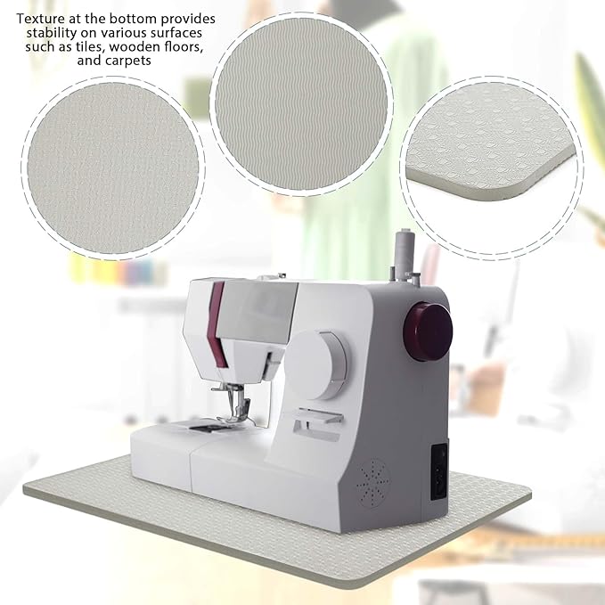 2 Pcs Sewing Machine Muffling Mat Pedal Sewing Mat Reduce Vibrations Noise No Slip Machine Accessories for Quilting(15'' X 20'' and 9'' X 14'',Gray)