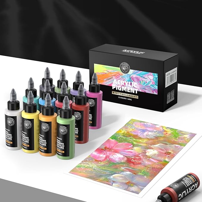 Paul Rubens Acrylic Paint, 12 Colors Metallic Acrylic Paint Set A, 2oz/60ml Bottles, Rich Pigments, Strong Coverage Acrylic Paints For Adults, Artists, Beginners On Canvas Rocks Wood Ceramic Fabric