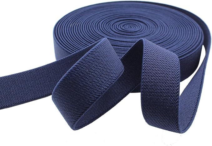 Dortrue 1 Inch 10 Yard Navy Blue Sewing Elastic Band Heavy Stretch High Elasticity Elastic Spool for Sewing Pants Waistband, Straps, Craft DIY Projects