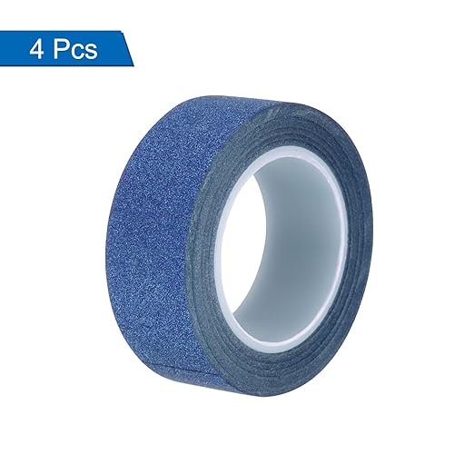 MECCANIXITY 4 Pcs 0.6 Inch x 11 Yards Glitter Washi Tape Dark Blue Crafting Tape Glitter Masking Tape Decorative Tape Self Adhesive Stick for Festival Decoration Scrapbooking,Planner,DIY