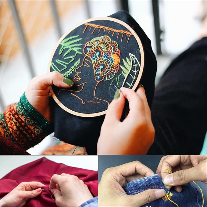 38-Piece Large-Eye Steel Sewing Needle Set, Sewing Supplies, Handmade Sewing Kit, Includes Sewing Needles, Thread, Seam Ripper, Needle Threader, Thimble, Tape Measure
