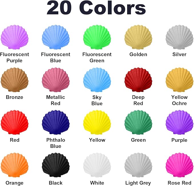 FansArriche Airbrush Paint Set, 20 Colors Acrylic Air brush Paint Kit, Ready to Spray Water-based Opaque & Neon Colors for Beginners, Artists, DIY Projects, 20 ml/Bottle