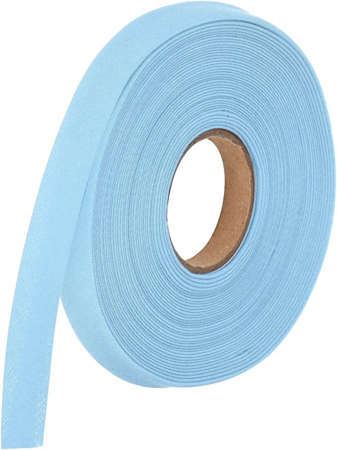MECCANIXITY 1/2 Inch Double Fold Bias Tape Polyester Continuous Bulk Bias Tape for Sewing,Seaming Quilting Hemming Binding Crafts (Light Blue 10 Yards)