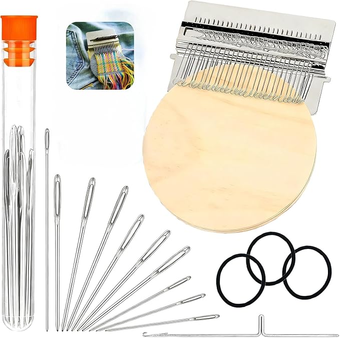 Knitting Kit for Beginners, Portable Patch Darning Kit, Patchwork Weaving Tool Set for Quickly Sewing Repair, Sewing (28 Hooks)