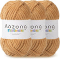 Super Soft and No Shedding Chunky Chenille Yarn for Crocheting and Knitting -Easy to Crochet with-Super Bulky #6, 3Pack of 3.5oz/82yds -Chunky Plush Yarn for Hand Craft Blanket Amigurumi Borwn Color