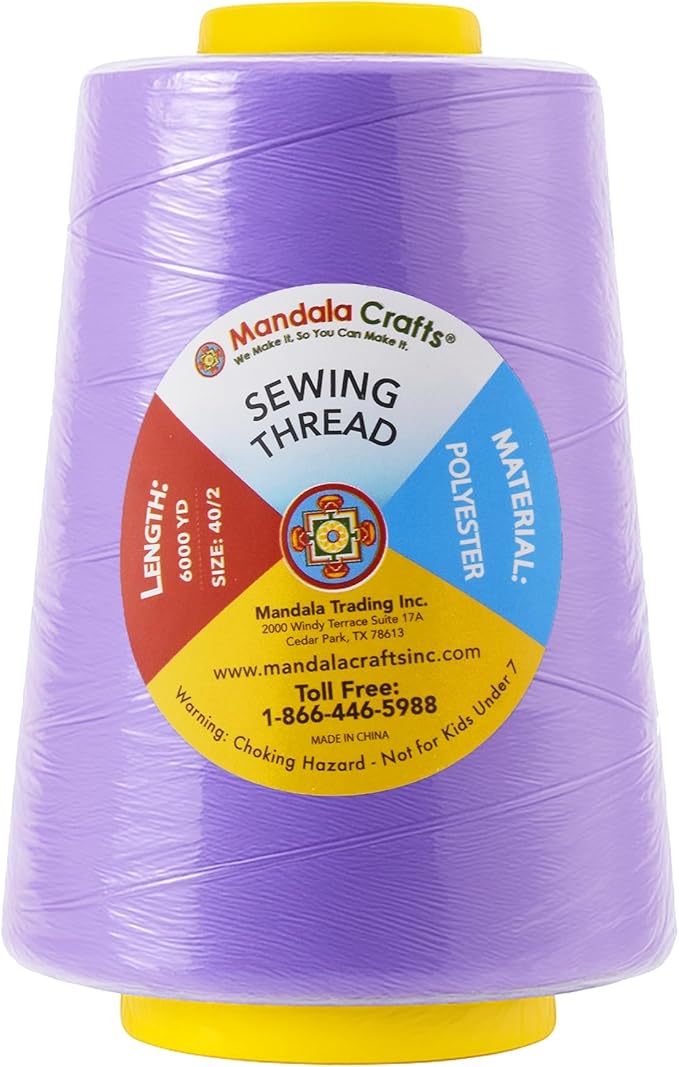 Mandala Crafts 4 Pack of Serger Threads Cones Spools - 40S/2 24000 Yards Polyester Lilac Threads for Sergers Machine and Overlock Quilting Sewing Machine