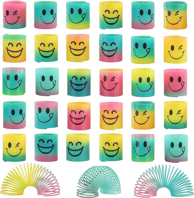 30 Pack Spring Rainbow Magic Fidget Stress Coil Mini Springs Bulk Toys for Party Favor Carnival Prize Birthday Goodie Bag Stuffers for Kids Boys Girls…