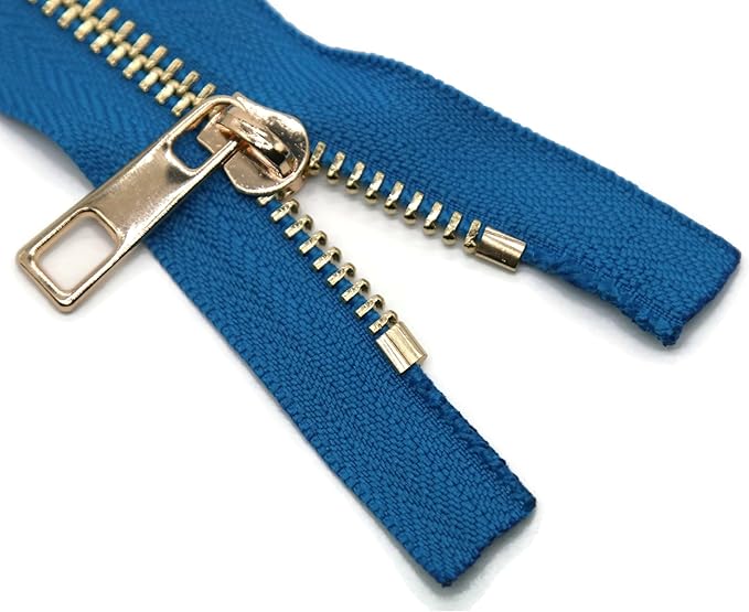 #5 Gold Metal Zipper - 50+ Colors - 3 PCS - (4-14 inches) Sizes - Luxury Lightweight Handcraft Metal Zippers with pulls for Purses Bags Pockets Shoes Sewing & Crafts DIY ZP024014