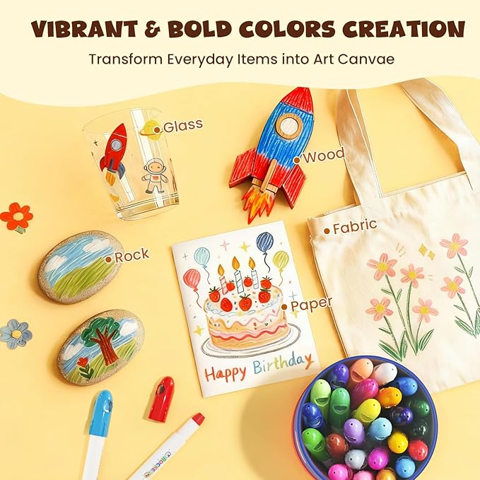 JUPITEARTH 26 Colors Rocket Tempera Paint Sticks with 120 PDF Coloring Pages, Quick Drying, Non-Toxic and Washable Paint Sticks for Kids and Students, Art Supplies for Drawing on Paper and Canvas