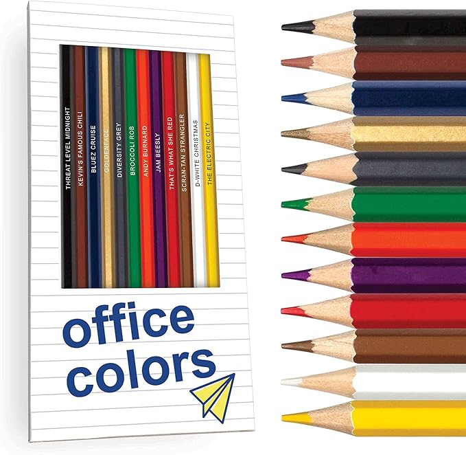 The Office TV Show-Inspired Colored Pencil Set - 12 Parody Pencils for Fans - Foil-Stamped Quotes from The Office - Funny Humor Supplies - Assorted Colors | Ideal for Collectors & Artists