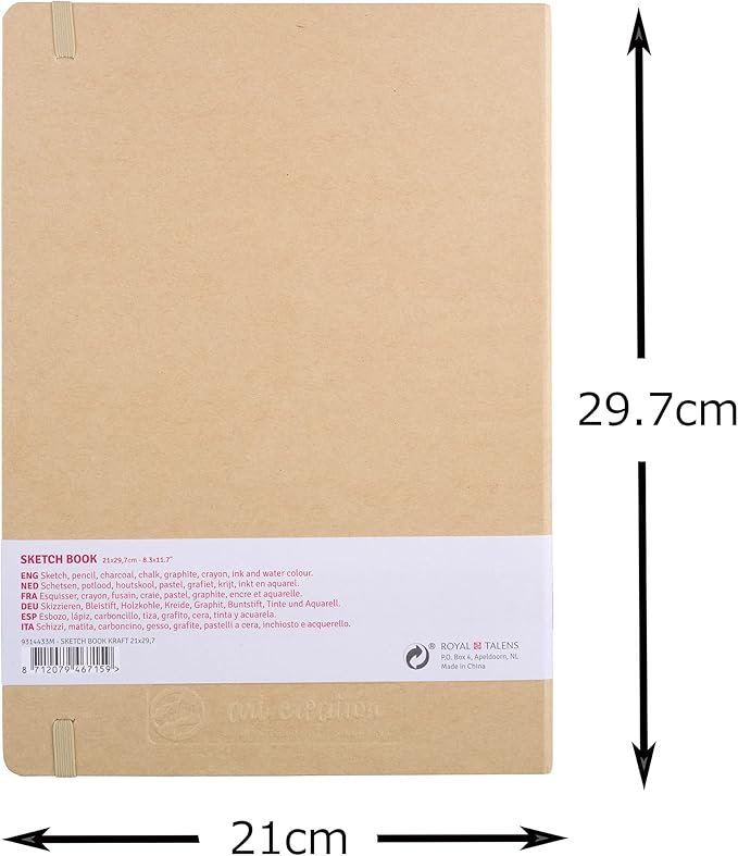Talens Japan T9314-433M 452280 Art Creation Sketchbook, Drawing Notebook, 8.3 x 11.8 inches (21 x 30 cm), Craft Paper