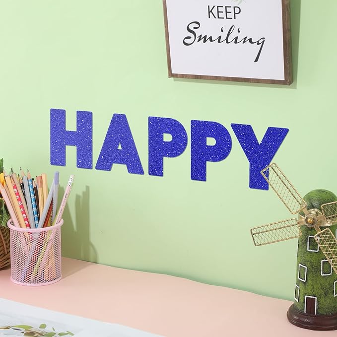 Harloon 232 Pcs 24 Sheets Large Glitter Letter Stickers Big Font Alphabet Letter Self Adhesive Letters Kit Mailbox Stickers for Mailbox Bulletin Boards Classroom Home(Blue,2.5 Inch)