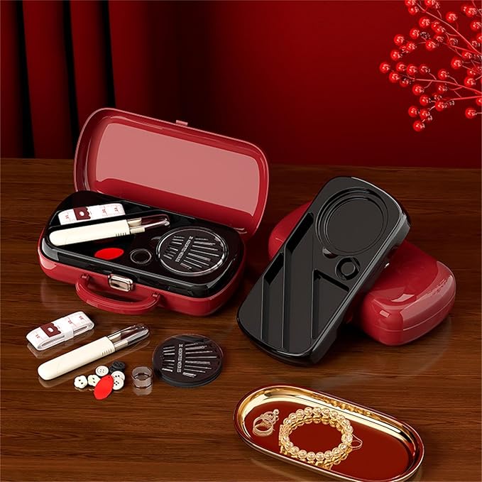 Red Sewing Project Kit, Travel Family Sewing Supplies Repair Kit Portable Small Traveler Sewing Kit Sewing Thread Accessories DIY Sewing Supplies Organizer (Red)