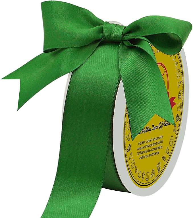 Double Face Emerald Green Satin Ribbon 1-1/2 inch X 50 Yards Polyester Emerald Green Ribbon for Gift Wrapping Very Suitable for Weddings Party Invitation Decorations and More