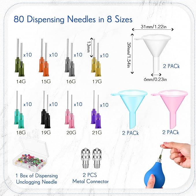 Dandat 4 Set Pottery Tools Supplies Slip Trailing Bottles Ceramics Glaze Applicator Precision Tips Applicator for Pottery Bottles Glaze, 3 Ounce Clay Tools Set(Blue)