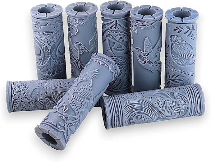 Ultimate Bird Clay Texture Rollers 8-Set (4") - Bird Set #01 - Embossing Pattern Rollers for Polymer & Ceramic Clay, Pottery & Crafts