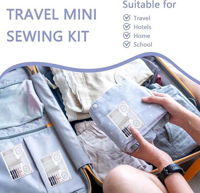 Lemecima 48 Boxes Travel Sewing Kit Mini Sewing Kit Bulk Needle Thread Portable Tools Beginner DIY Supplies Box with Threads Scissors Hand Needles Buttons