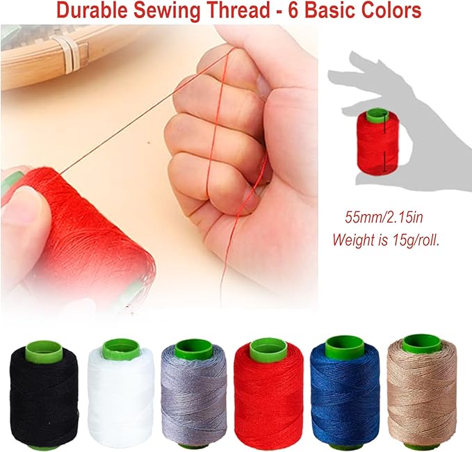 43Pcs Portable Sewing Kit for Adults - Stainless Steel Needles for Hand Sewing Kit with Big Eye & Threader, for Travel and Daily Clothing Repair