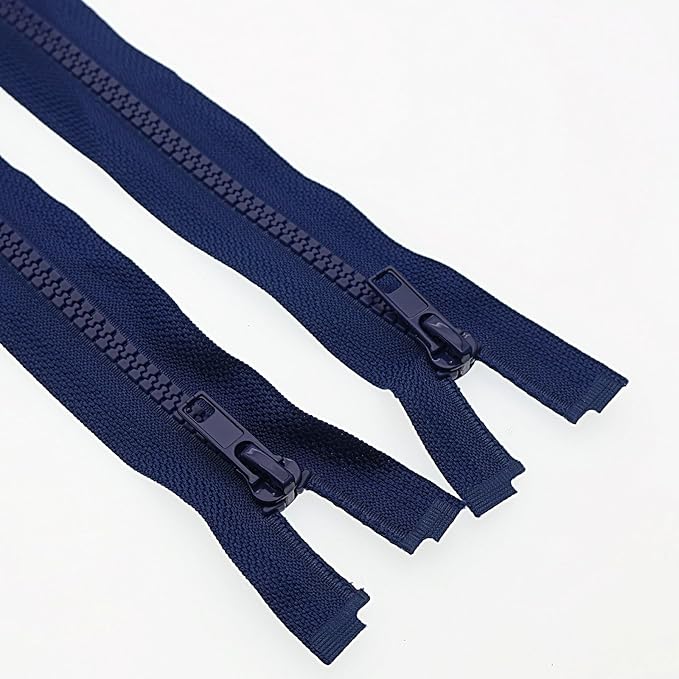 SHUNLI 2PCS #5 29 Inch Separating Jacket Zippers, Navy Blue Molded Plastic Zipper Bulk for Sewing Crafts Coats Bags