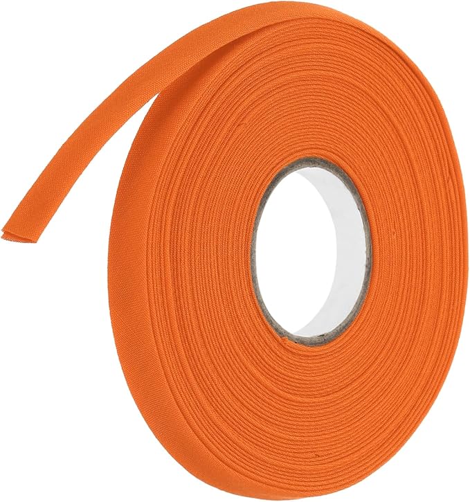 MECCANIXITY 2/5 Inch Double Fold Bias Tape Polyester Continuous Bulk Bias Tape for Sewing,Seaming Quilting Hemming Binding Crafts (Orange 10 Yards)