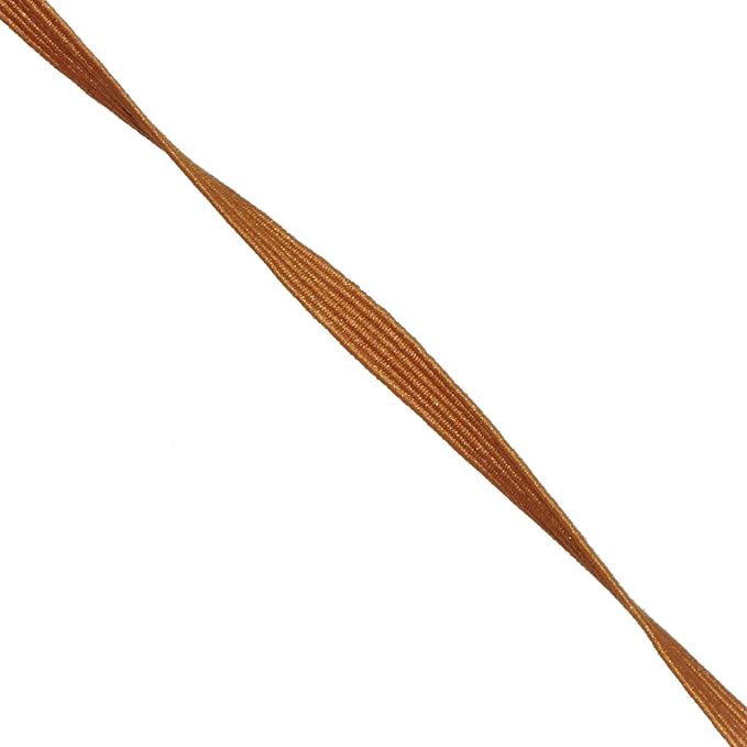 Mandala Crafts 6mm 50 Yds Roll of Russet Brown Elastic Bands for Sewing - 1/4 Flat Elastics Cord - 1 4 Inch Braided Stretch Straps for Crafting