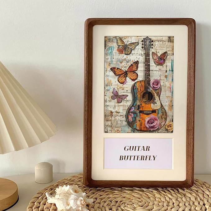 Scrapbook Paper,16 Sheets 4.1x5.8 Inch Guitar Butterfly Style Scrapbook Paper,Single-Sided Vibrant Origami Decoupage Papers for Diy Crafts, Card Making, Art Journaling
