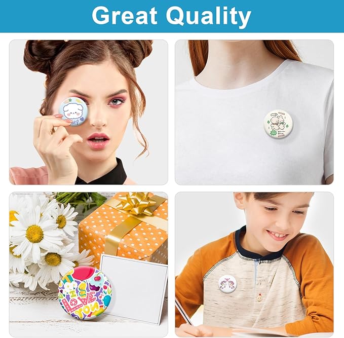 200 Set 0.98 Inch Button Maker Supplies, 25mm Metal Blank Button Badge Parts with Blank Paper& Clear Film for Button Maker Machine, Pin Maker and Badge Press