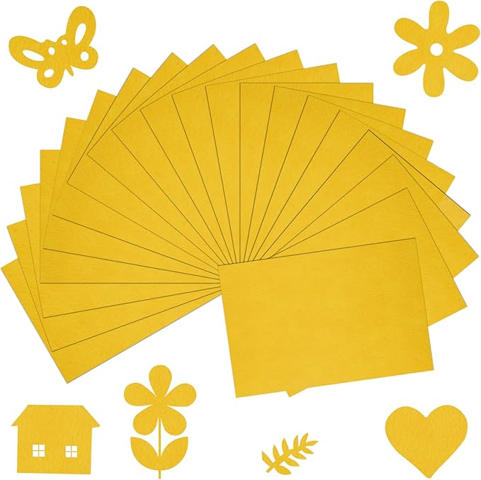 20 Pcs Yellow Felt Fabric Sheet 8" x 12" Assorted Color Felt Fabric Sheets for Crafts DIY Handcraft Sewing Squares Patchwork Nonwoven