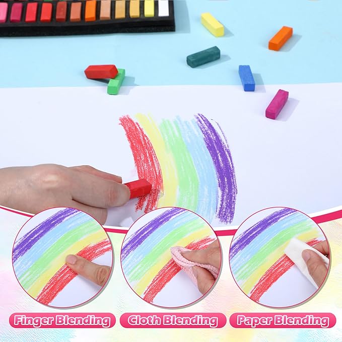 288 Pcs Soft Chalk Pastels Set of 24 Colors Bulk 1.18 Inches Square Dry Artist Chalk Pastel Sticks for Office Art Drawing Painting Professional Art Supplies Kit