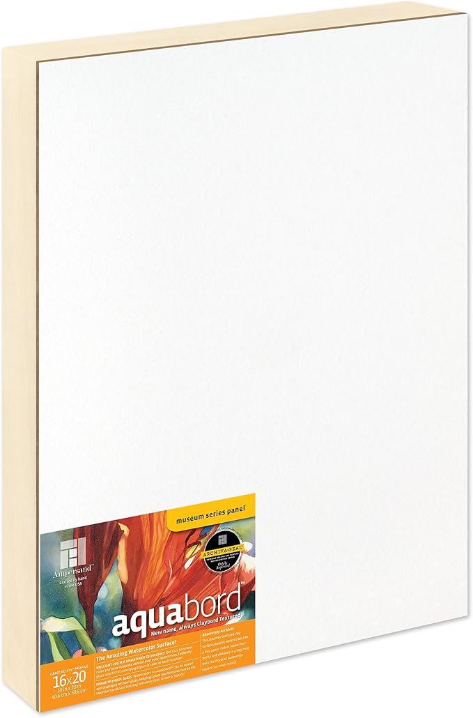 Ampersand Art Supply Watercolor Painting Panel: Museum Series Aquabord, 1-1/2 Inch Cradled Profile, 16" x 20"